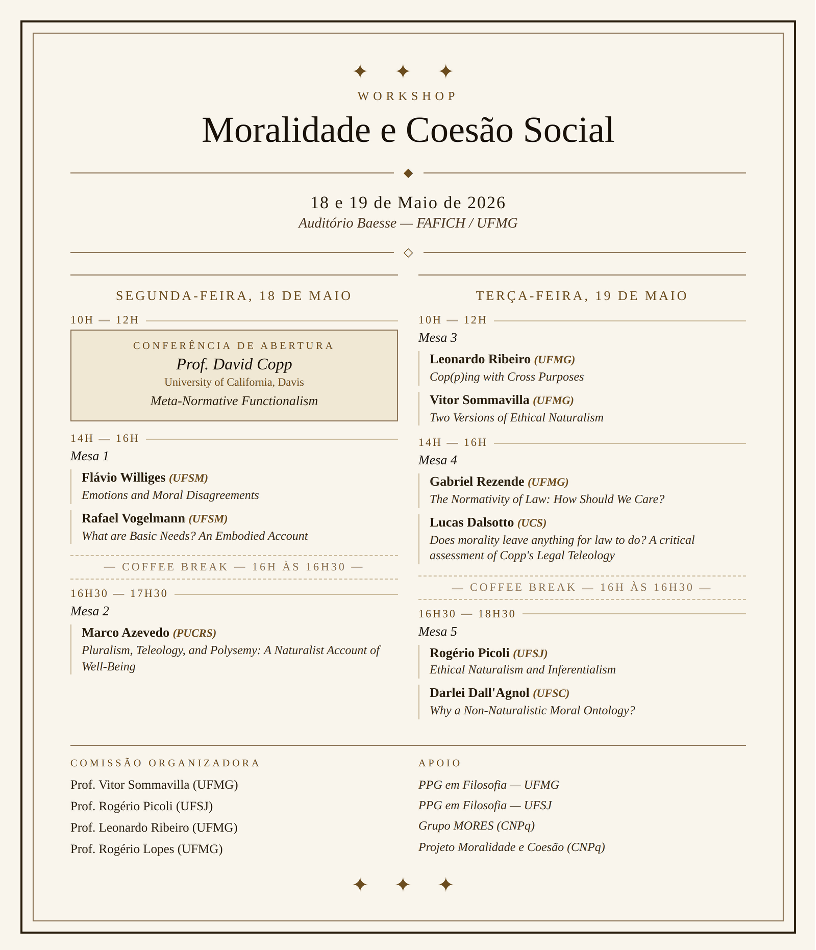 Workshop moralidade e coesão social, com Prof. David Copp